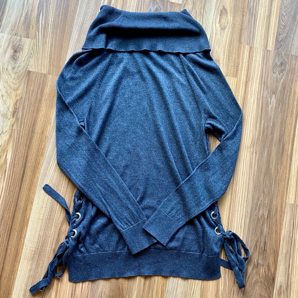 MICHAEL KORS Gray Cowl Neck Sweater with Side Tie - Picture 4 of 4